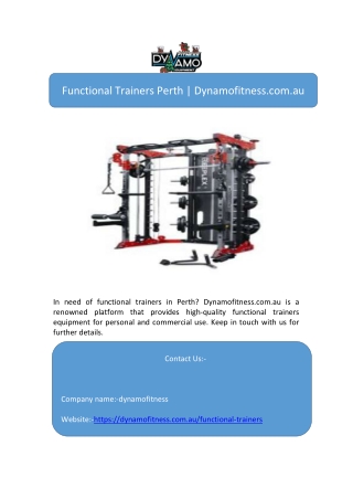 Functional Trainers Perth | Dynamofitness.com.au