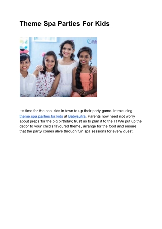 Theme Spa Parties For Kids