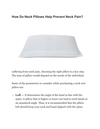 How Do Neck Pillows Help Prevent Neck Pain