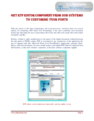 Get RTF Editor Component from Sub Systems to customise your fonts