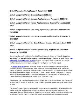 Global Margarine Market Research Report 2020-2024