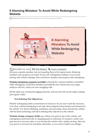 8 Alarming Mistakes To Avoid While Redesigning Website