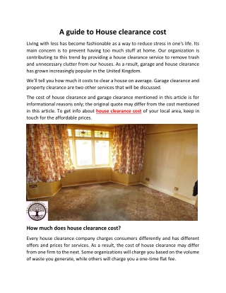 A guide to House clearance cost