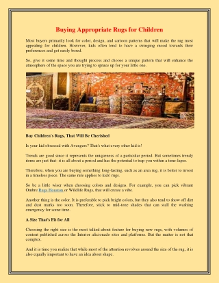 Buying Appropriate Rugs for Children