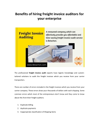 Benefits of hiring freight invoice auditors for your enterprise