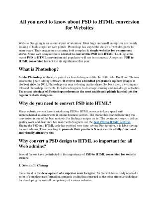 All you need to know about PSD to HTML conversion for Websites