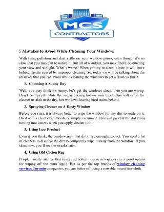 5 Mistakes to Avoid While Cleaning Your Windows