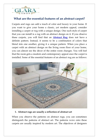What are the essential features of an abstract carpet