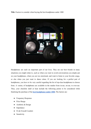 Factors to consider when buying the best headphones under 1000