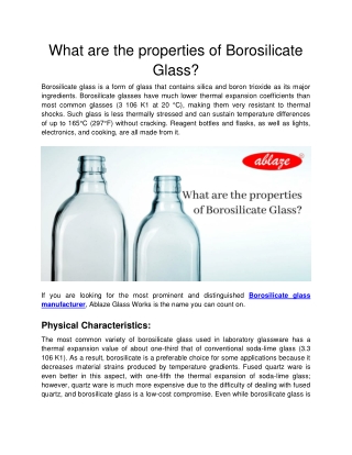 Ablaze Glass Works - What are the properties of Borosilicate Glass?