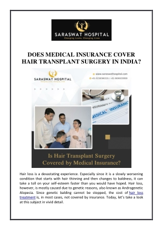 Does Medical Insurance Cover Hair Transplant Surgery in India?