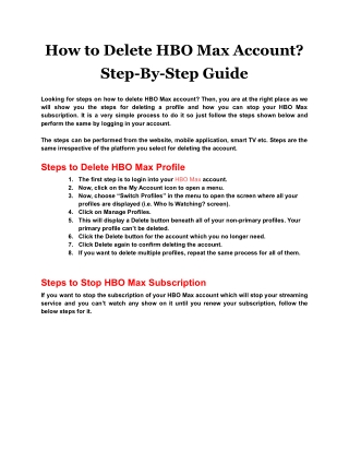 How to Delete HBO Max Account? Step-By-Step Guide