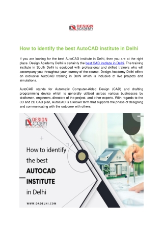 How to identify the best AutoCAD institute in Delhi