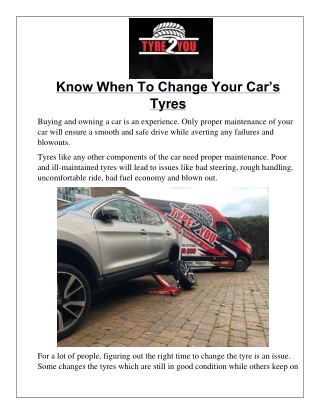 Know When To Change Your Car’s Tyres