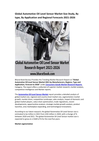 Global Automotive Oil Level Sensor Market Research Report 2021-2026