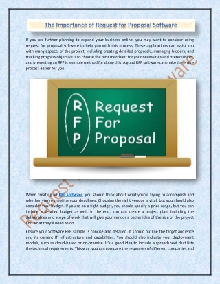 The Importance of Request for Proposal Software