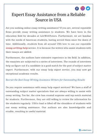 Expert Essay Assistance from a Reliable Source in USA