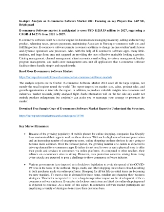 n-depth Analysis on E-commerce Software Market 2021