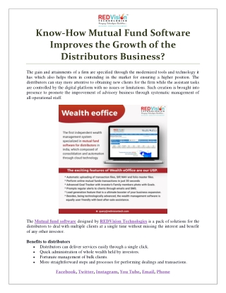 Know-How Mutual Fund Software Improves the Growth of the Distributors Business