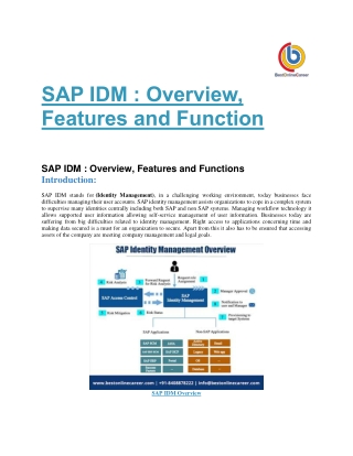 IDM SAP Identity Management PDF | SAP IDM Overview PDF | SAP IDM Training