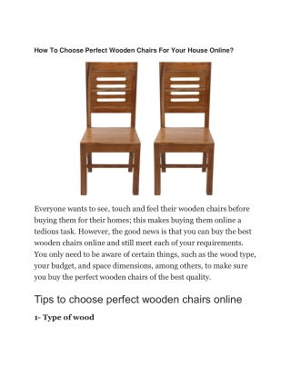 How To Choose Perfect Wooden Chairs For Your House Online