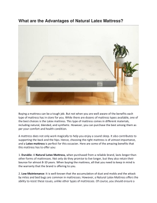 What are the Advantages of Natural Latex Mattress