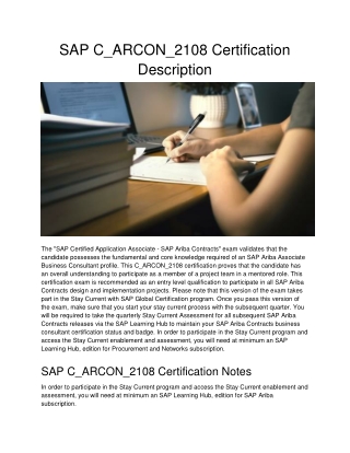 SAP C_ARCON_2108 Certification Description