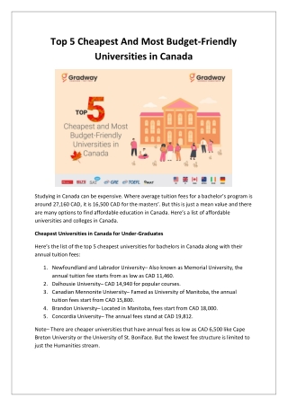 Top 5 Cheapest And Most Budget-Friendly Universities in Canada