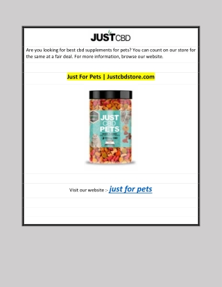 Just For Pets | Justcbdstore.com