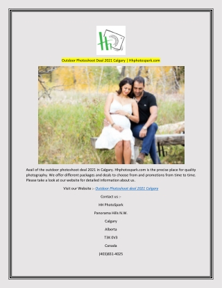 Outdoor Photoshoot Deal 2021 Calgary  Hhphotospark.com