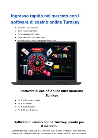 Ingresso rapido nel mercato con il software di casinò online Turnkey