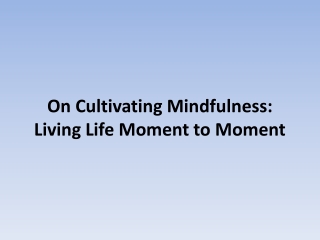 On Cultivating Mindfulness: Living Life Moment to Moment