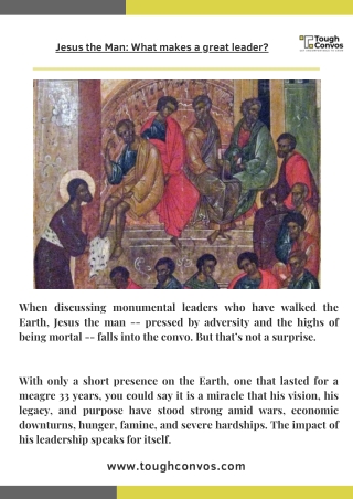 Jesus the Man What makes a great leader