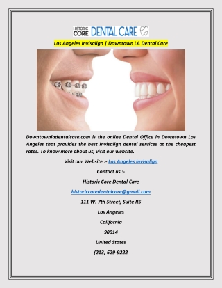 Los Angeles Invisalign  Downtown LA Dental Care