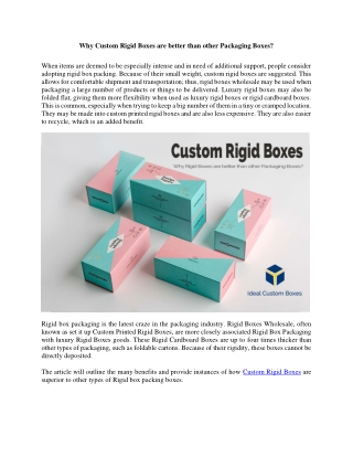 Why Custom Rigid Boxes are better than other Packaging Boxes