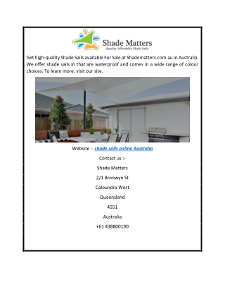 Shade Sails Online Australia  Shadematters.com.au