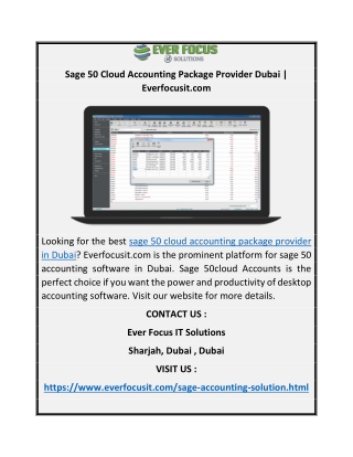 Sage 50 Cloud Accounting Package Provider Dubai | Everfocusit.com