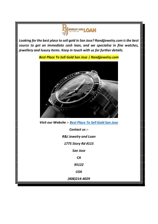 Best Place To Sell Gold San Jose  Randjjewelry.com