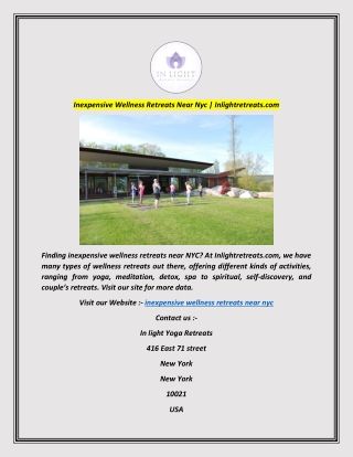 Inexpensive Wellness Retreats Near Nyc  Inlightretreats.com