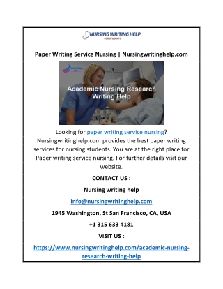 Paper Writing Service Nursing | Nursingwritinghelp.com