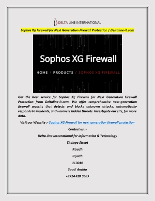 Sophos Xg Firewall for Next Generation Firewall Protection  Deltaline-it.com