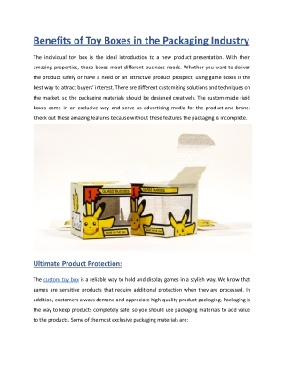 Benefits of Toy Boxes in the Packaging Industry