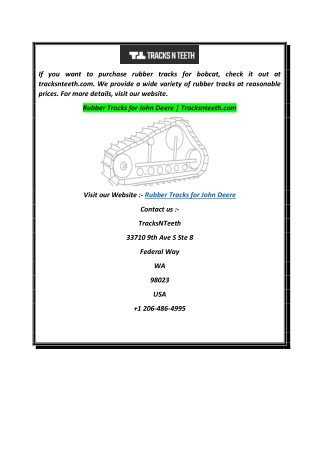 Rubber Tracks for John Deere  Tracksnteeth.com