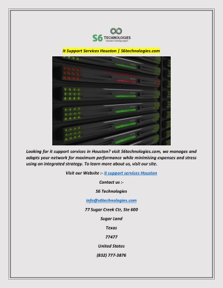 It Support Services Houston  S6technologies.com