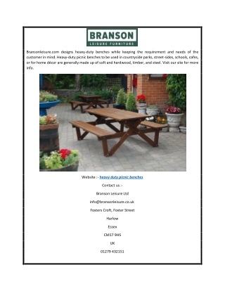 Heavy Duty Picnic Benches  Bransonleisure.com