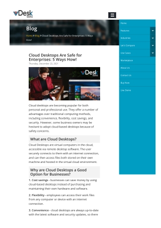 Cloud Desktops Are Safe for Enterprises: 5 Ways How!