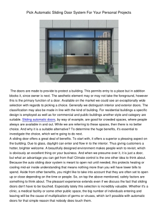 PickAutomaticSlidingDoorSystemForYourPersonalProjects