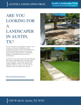 AUSTIN LANDSCAPING PROS - ARE YOU LOOKING FOR A LANDSCAPER IN AUSTIN, TX