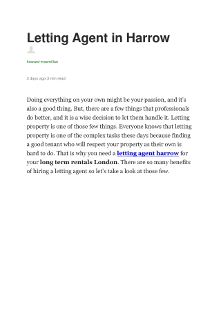 Letting Agent in Harrow