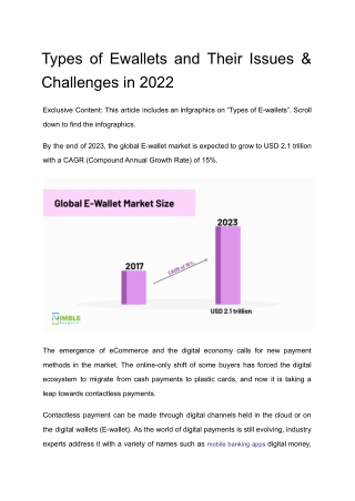 Types of Ewallets and Their Issues & Challenges